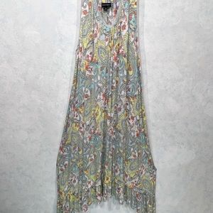 Ellen Tracy Paisley Print Tank Dress With Handkerchief Hem Size - Medium